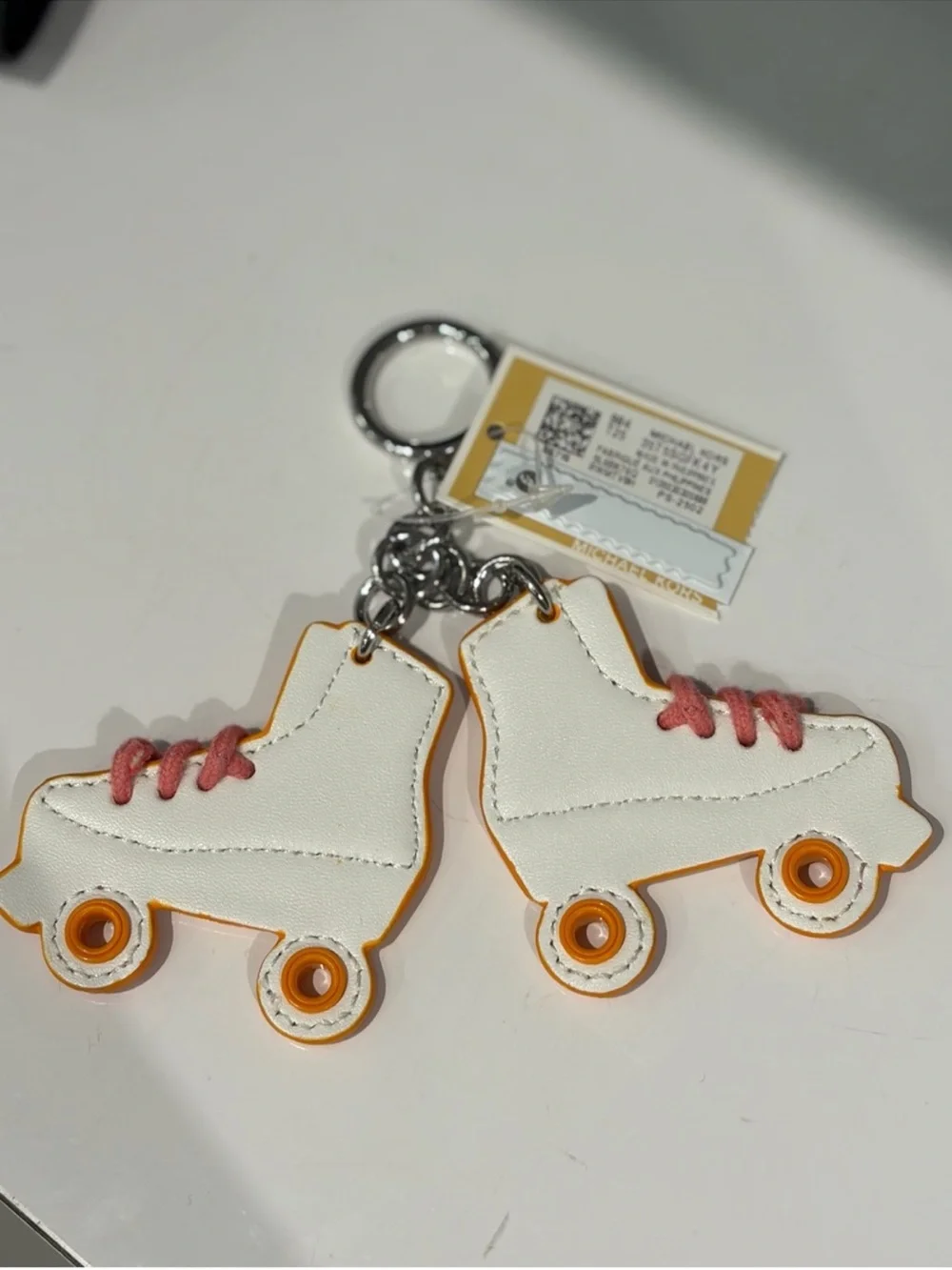 Michael Kors White, Pink & Orange Roller Skate Keychain Bag Charm